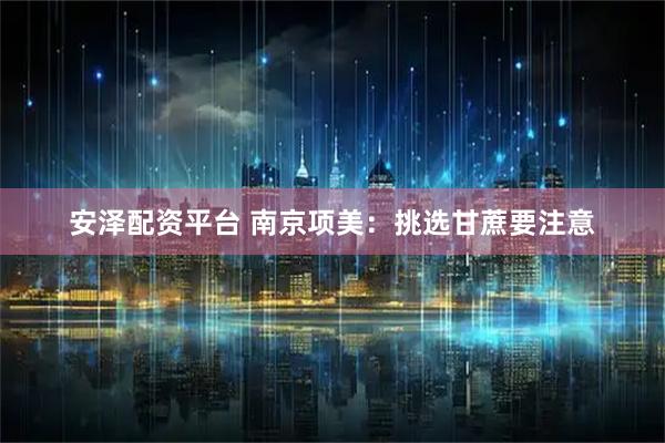 安泽配资平台 南京项美：挑选甘蔗要注意